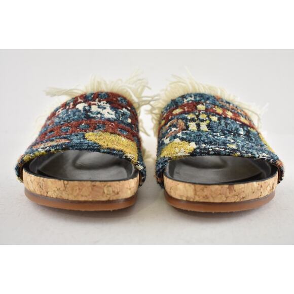 Chloe Kerenin Kilim Rug Tapestry Fringe Multicolor Slide Slip On Flat Sandal 36 - Picture 5 of 14